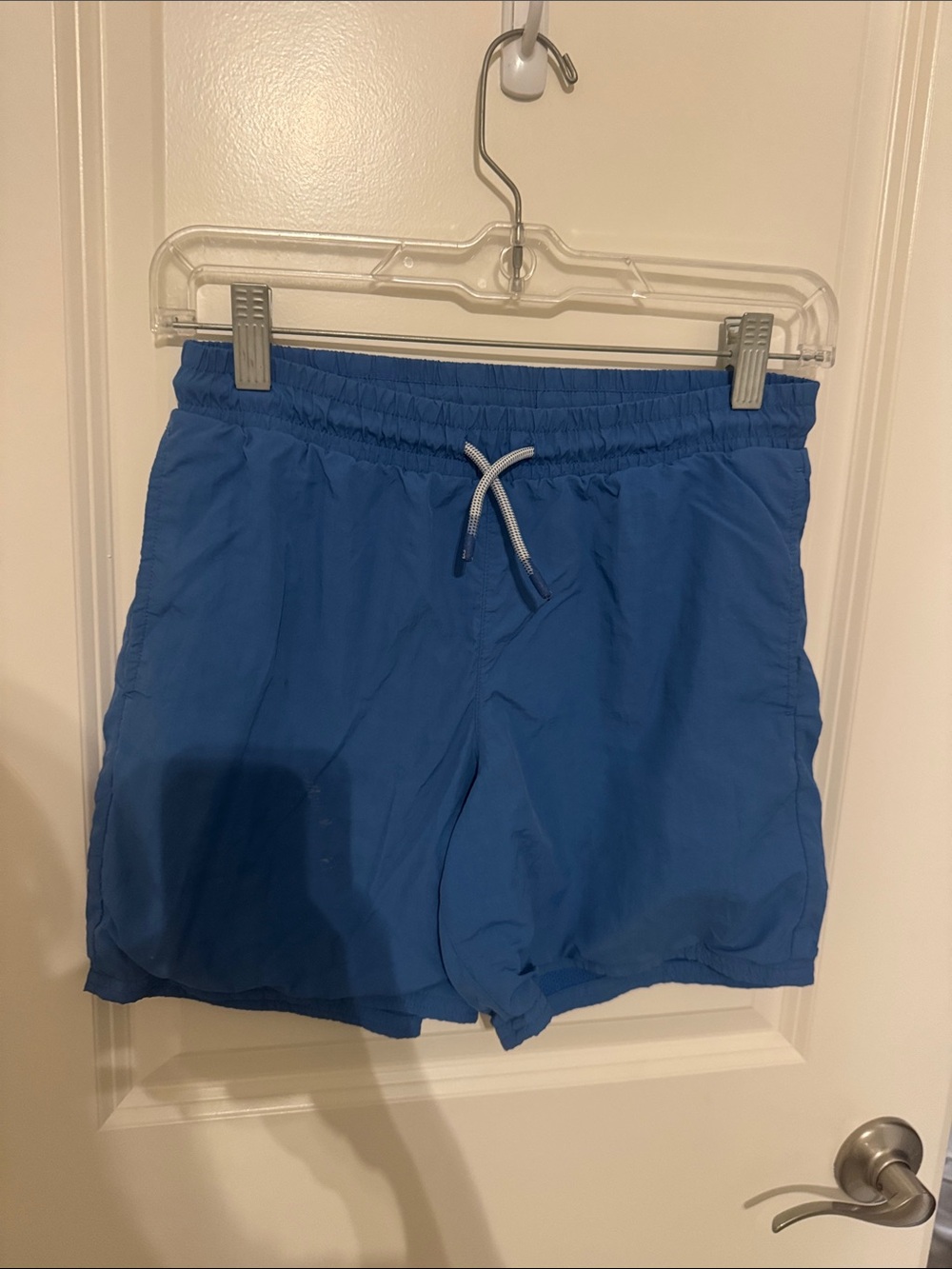 Boys Athletic Blue Elastic-Waist Swim Shorts with Drawstring